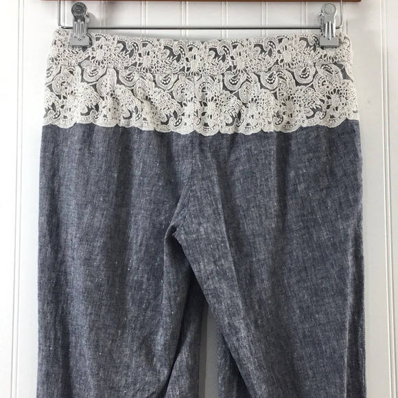 Elevenses The Brighton Gray‎ Lace Wide Flare Pants - Picture 5 of 11